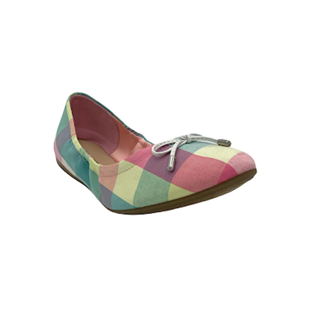Isaac Mizrahi Plaid Ballet Flats with Bow Pink Multi - Medium - Picture 2 of 5
